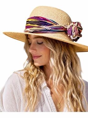 La Giralda Palm Leaf Sun Hat Sz‎ 60 Boho Resort Beach Vacation Straw Hat